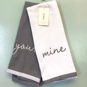 Kitchen towels Grey White Target Bullseye Set 2